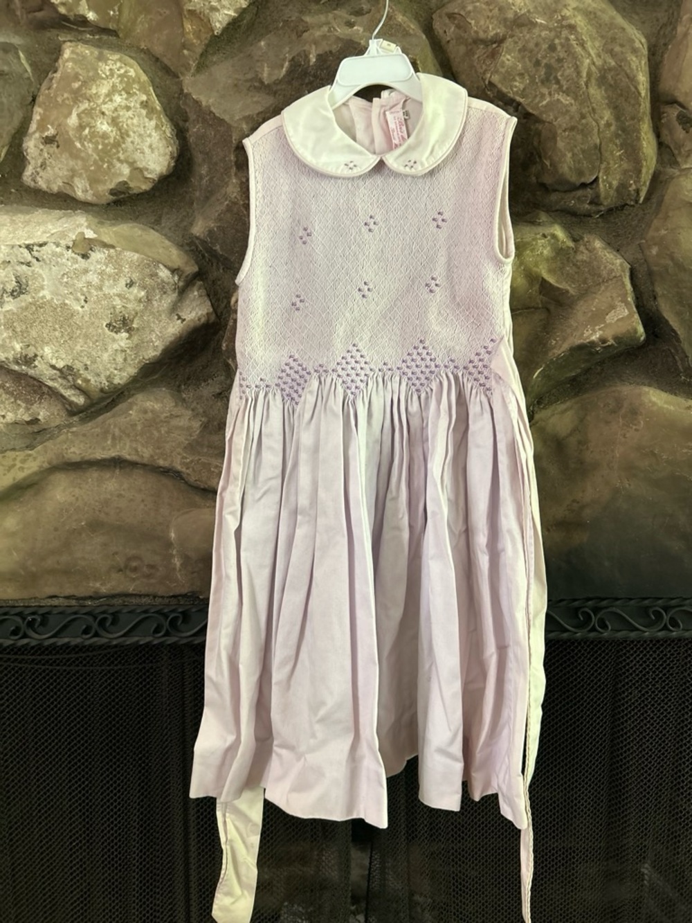 Girls Sleeveless Lilac Peter Pan Collar Dress